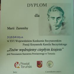 Dyplom Marii Zaremby