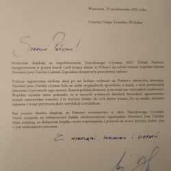 podziękowanie od Pary Prezydenckiej