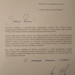 podziękowanie od Pary Prezydenckiej