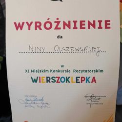 XI Miejskim Konkursie Recytatorskim „Wierszoklepka”