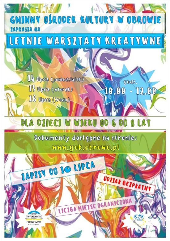 Letnie Warsztaty Kreatywne z Gminnym Ośrodkiem Kultury w Obrowie